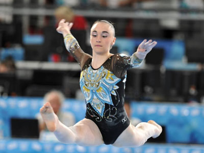 Olivia Araujo durante la rutina que llevó a cabo en los Juegos de la Juventud.