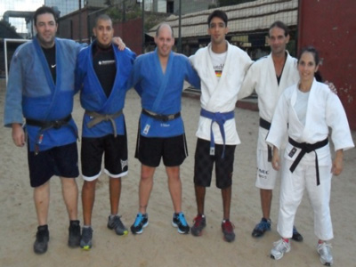 Rosolino, Bravo, González Feilberg, Nicolás Molinaro y Colombo, junto al DT Flavio Molinaro.